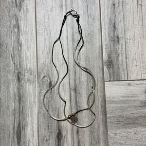 Lizzy James Womens Gold-tone Tree Of Life Charm Silver Curved Tube Necklace OS